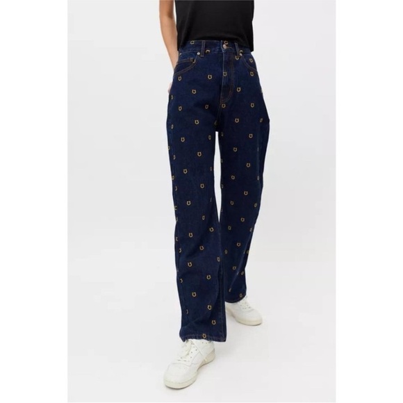 BDG High Waisted Cowboy Horseshoe Denim Jeans size 26 Urban Outfitters Concert - Picture 7 of 14